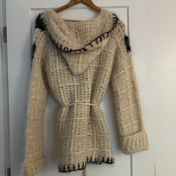 Vintage Mohair & Wool Hooded Knit Sweater with Waist Tie ITALY - Picture 2 of 3